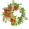 Wreaths-Kirkland's Home Hydrangeas And Roses Harvest Wreath Orange/Green