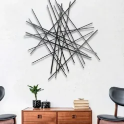 Wall Plaques-Kirkland's Home Icilio Abstract Linear Wall Plaque Black