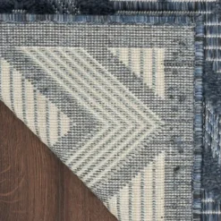 Outdoor Rugs-Kirkland's Home Ikat Coral Sea Blue Outdoor Area Rug, 5X7 White/Yellow/Blue