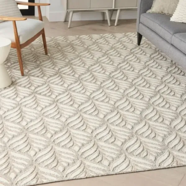 Outdoor Rugs-Kirkland's Home Ikat Coral Sunset Outdoor Area Rug, 5X7 Red/Gray/Yellow