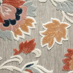 Outdoor Rugs-Kirkland's Home Ikat Coral White Sand Outdoor Area Rug, 5X7 White/Tan/Blue