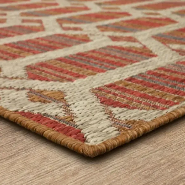 Outdoor Rugs-Kirkland's Home Ikat Diamond Indigo Outdoor Area Rug, 5X7 Blue/White/Tan