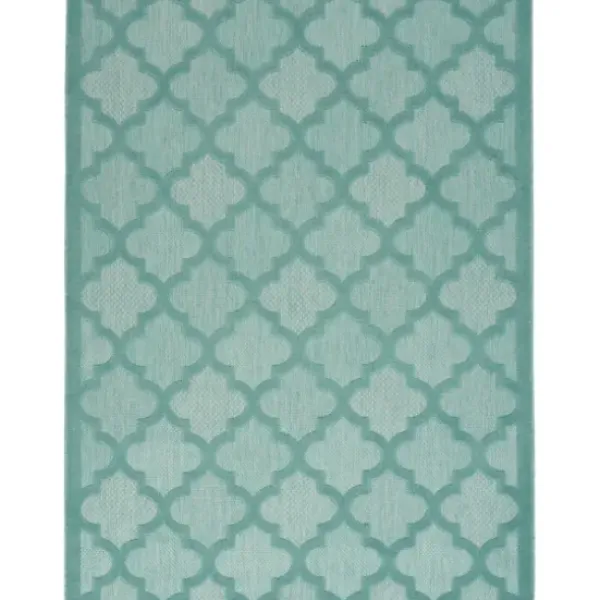 Outdoor Rugs-Kirkland's Home Ikat Diamond Light Outdoor Area Rug, 5X7 White/Gray/Blue