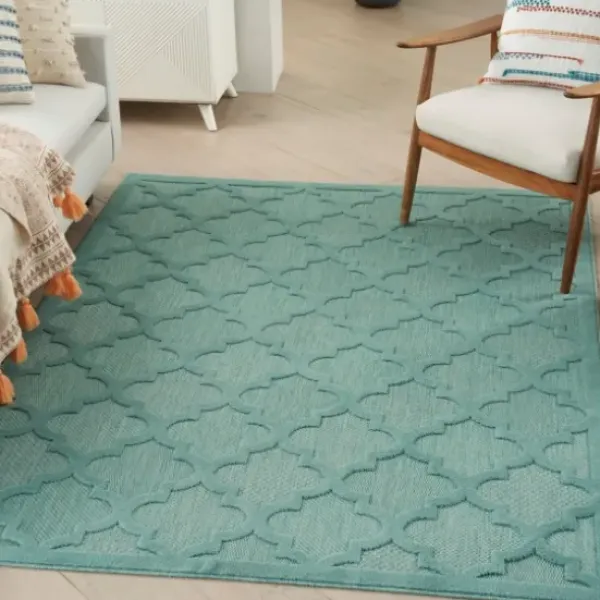 Outdoor Rugs-Kirkland's Home Ikat Diamond Light Outdoor Area Rug, 5X7 White/Gray/Blue