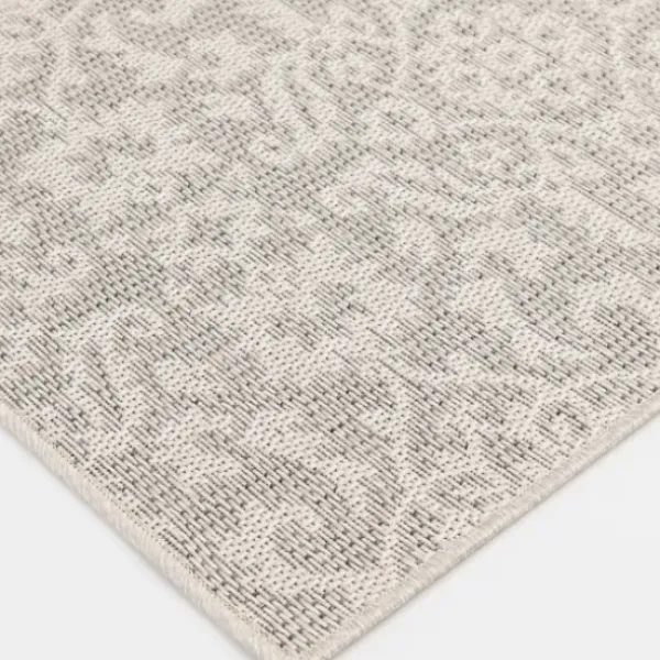 Outdoor Rugs-Kirkland's Home Ikat Scrolling Brown Outdoor Area Rug, 5X7 Brown/Blue/Gray