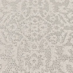 Outdoor Rugs-Kirkland's Home Ikat Scrolling Brown Outdoor Area Rug, 5X7 Brown/Blue/Gray