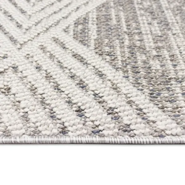 Outdoor Rugs-Kirkland's Home Ikat Scrolling Indigo Outdoor Area Rug, 5X7 White/Blue/Yellow