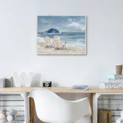 Framed Art-Kirkland's Home In Waiting Framed Canvas Art Print Blue/Ivory/White