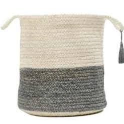 Baskets & Boxes-Kirkland's Home Indigo Bold Striped Jute Basket, 19 In. Blue/Ivory