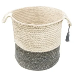 Baskets & Boxes-Kirkland's Home Indigo Bold Striped Jute Basket, 19 In. Blue/Ivory