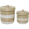 Baskets & Boxes-Kirkland's Home Indigo Bold Striped Jute Basket, 17 In. Blue/Ivory