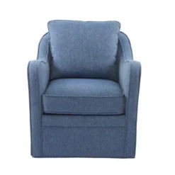 Accent Chairs-Kirkland's Home Indigo Curved Arm Swivel Accent Chair Blue