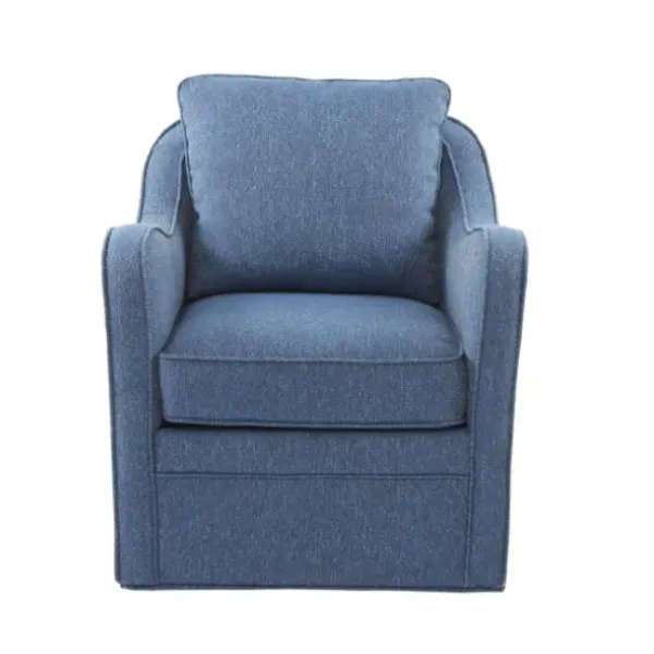 Accent Chairs-Kirkland's Home Indigo Curved Arm Swivel Accent Chair Blue