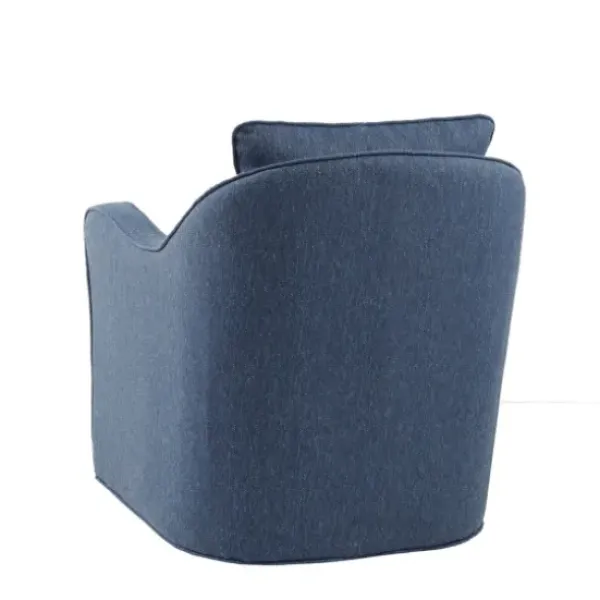 Accent Chairs-Kirkland's Home Indigo Curved Arm Swivel Accent Chair Blue