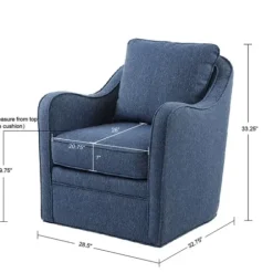 Accent Chairs-Kirkland's Home Indigo Curved Arm Swivel Accent Chair Blue