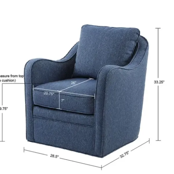 Accent Chairs-Kirkland's Home Indigo Curved Arm Swivel Accent Chair Blue