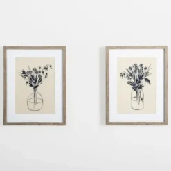 Framed Art-Kirkland's Home Indigo Floral Vase Ii Framed Art Print Blue