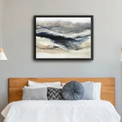 Canvas Art-Kirkland's Home Indigo Sway Framed Canvas Art Print Blue/Gray