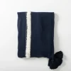 Blankets & Throws-Kirkland's Home Indigo Throw Blanket With Tufted White Stripes Blue
