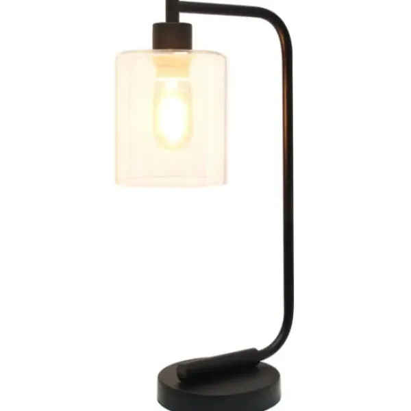 Table Lamps-Kirkland's Home Industrial Black Iron Desk Lamp Clear