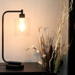 Table Lamps-Kirkland's Home Industrial Black Iron Desk Lamp Clear