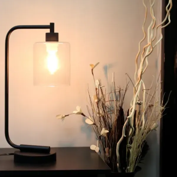Table Lamps-Kirkland's Home Industrial Black Iron Desk Lamp Clear