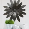 Wall Plaques-Kirkland's Home Industrial Flower Metal Wall Plaque Black/Gold