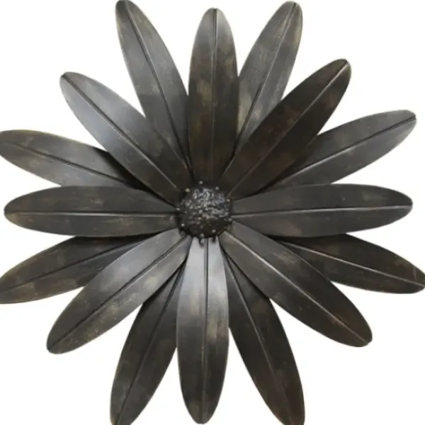Wall Plaques-Kirkland's Home Industrial Flower Metal Wall Plaque Black/Gold