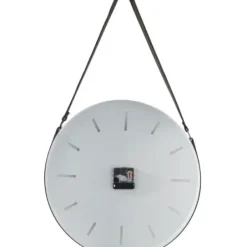 Clocks-Kirkland's Home Industrial Leather Strap Hanging Wall Clock White