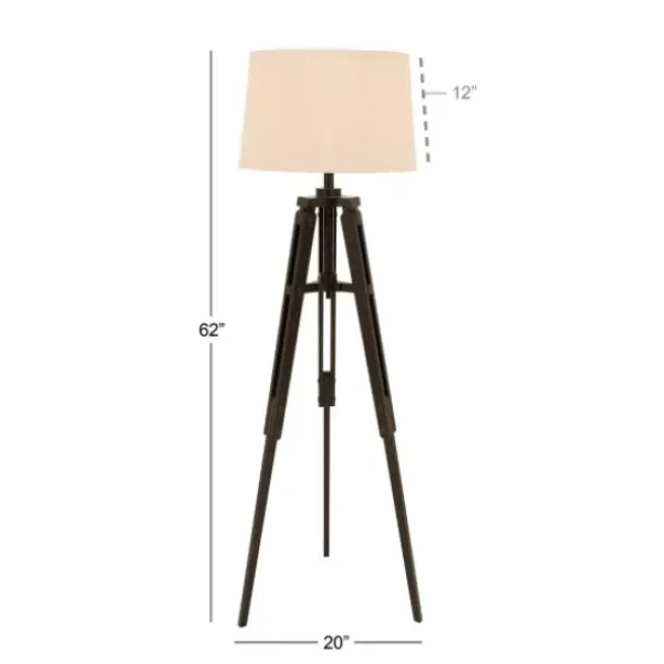 Floor Lamps-Kirkland's Home Industrial Tripod Wooden Floor Lamp Ivory