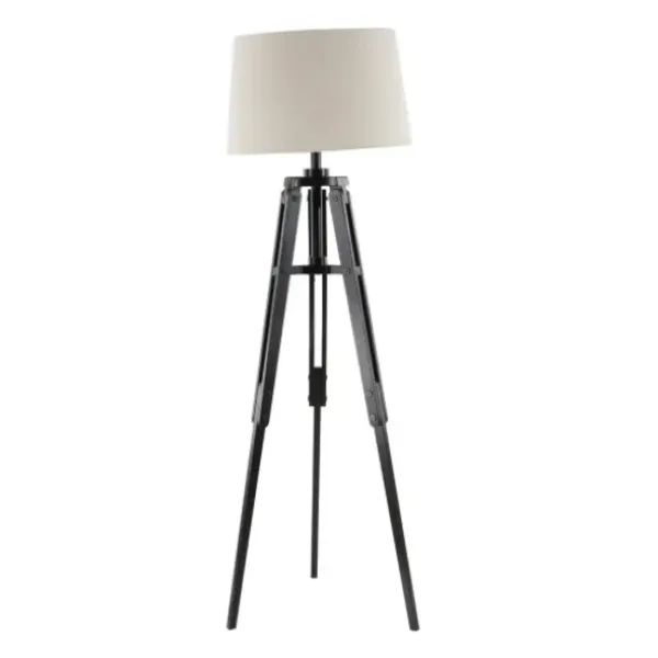 Floor Lamps-Kirkland's Home Industrial Tripod Wooden Floor Lamp Ivory