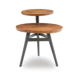 Accent & End Tables-Kirkland's Home Industrial Two-Tiered Gunmetal Accent Table Brown