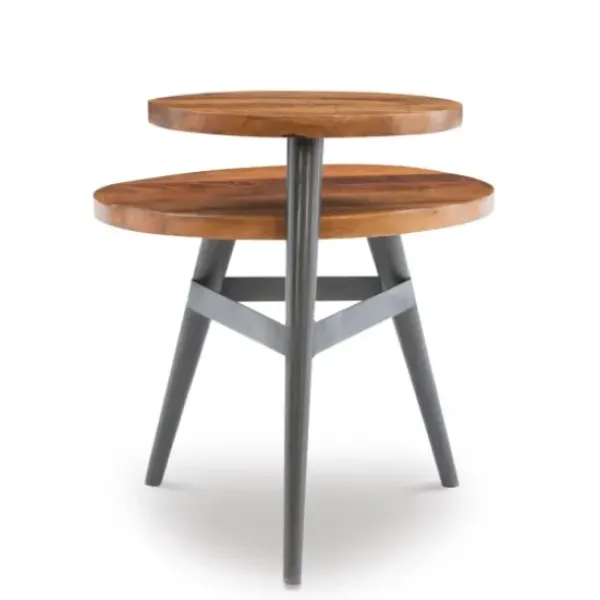 Accent & End Tables-Kirkland's Home Industrial Two-Tiered Gunmetal Accent Table Brown