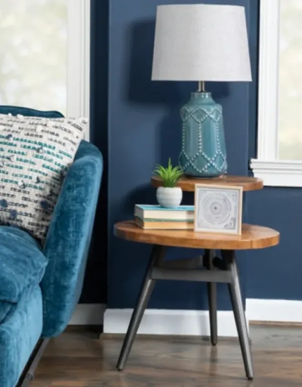 Accent & End Tables-Kirkland's Home Industrial Two-Tiered Gunmetal Accent Table Brown