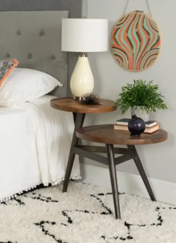 Accent & End Tables-Kirkland's Home Industrial Two-Tiered Gunmetal Accent Table Brown