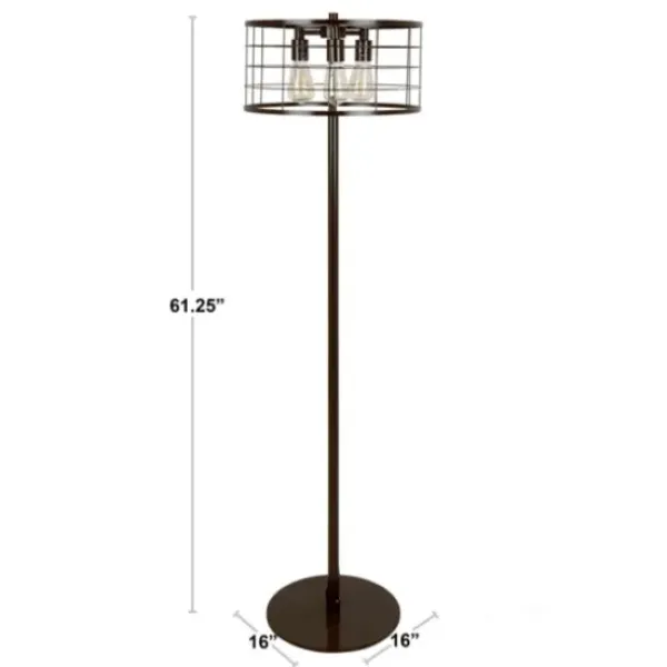 Floor Lamps-Kirkland's Home Industrial Wire Floor Lamp Black