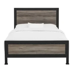 Beds & Headboards-Kirkland's Home Industrial Wood Queen Bed With Metal Frame Brown