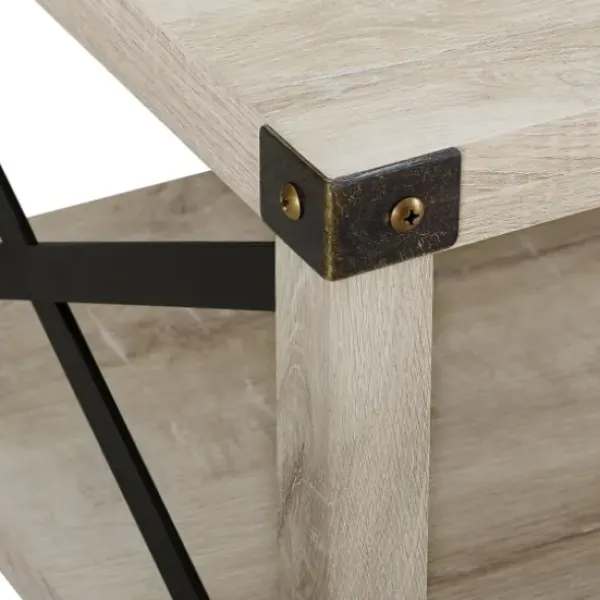 Coffee Tables-Kirkland's Home Industrial X-Frame Coffee Table White