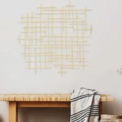 Wall Plaques-Kirkland's Home Inigo Abstract Linear Wall Plaque Gold