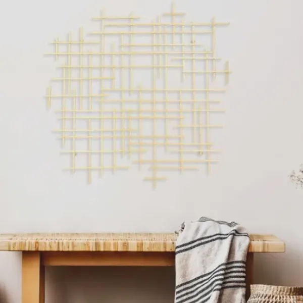 Wall Plaques-Kirkland's Home Inigo Abstract Linear Wall Plaque Gold
