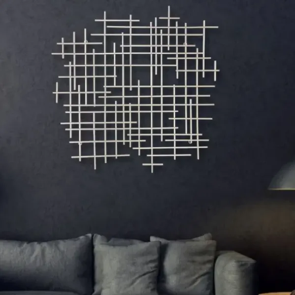 Wall Plaques-Kirkland's Home Inigo Abstract Linear Wall Plaque Silver