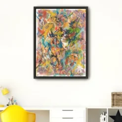 Framed Art-Kirkland's Home Inside Out No. 2 Framed Giclee Canvas Art Print Yellow/Blue/Multi