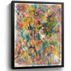 Framed Art-Kirkland's Home Inside Out No. 2 Framed Giclee Canvas Art Print Yellow/Blue/Multi
