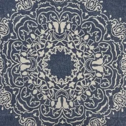 Pillows-Kirkland's Home Intricate Medallion Navy And Cream Pillow Blue/White