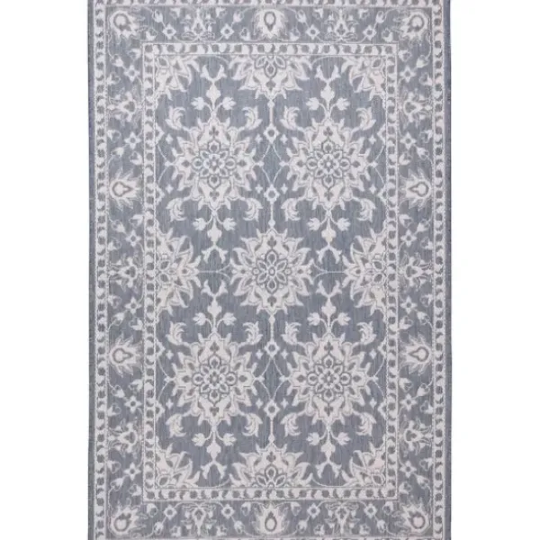Outdoor Rugs-Kirkland's Home Irene Gray Daffodil Outdoor Area Rug, 6X9 Gray/White