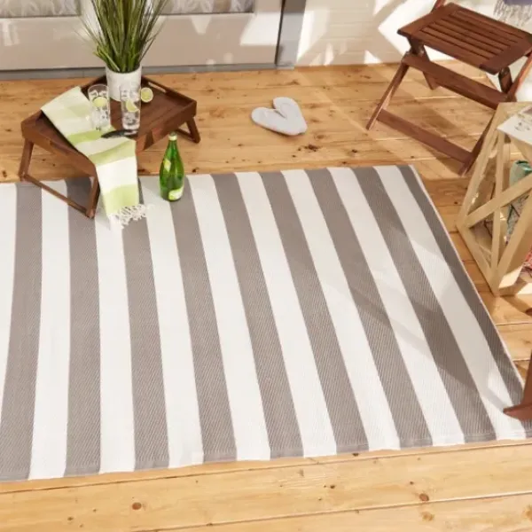 Outdoor Rugs-Kirkland's Home Irene Gray Daffodil Outdoor Area Rug, 4X7 Gray/White