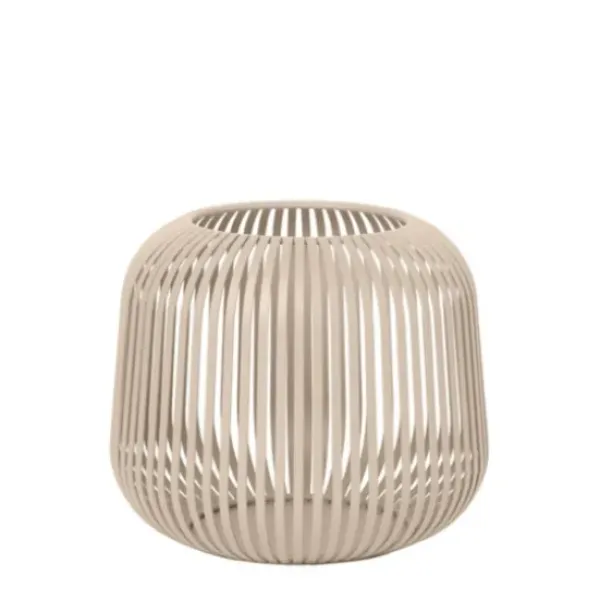 Lanterns-Kirkland's Home Irma Beige Steel Medium Open Rods Lantern Tan