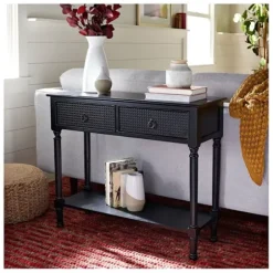 Console Tables-Kirkland's Home Irma Textured Drawers Console Table Black