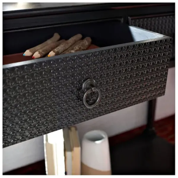 Console Tables-Kirkland's Home Irma Textured Drawers Console Table Black