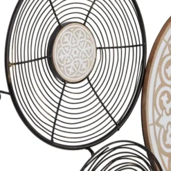 Wall Plaques-Kirkland's Home Iron And Wood Layered Plates Wall Plaque Black